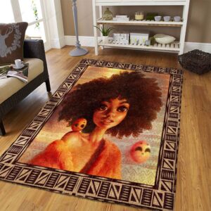 African Girl Orange Rug Sport Decor Gift Floor Decor Living Room Carpet Rug Area Rug - 507398339fe9