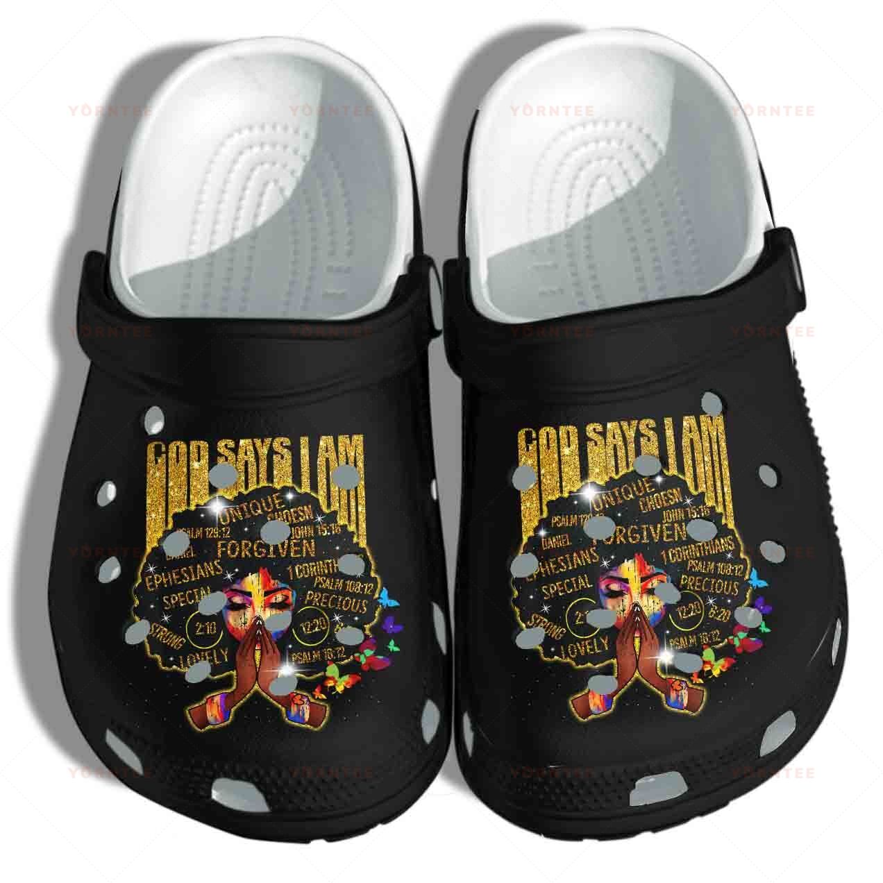 African God Say I Am Shoes – Gold Black Girl Magic Juneteenth Crocs Clog Clog Birthday Gift For Mom Daughter Sister Niece For Mens And Womens African God Say I Am Shoes – Gold Black Girl Magic Juneteenth Crocs Clog Clog Birthday Gift For Mom Daughter Sister Niece For Mens And Womens