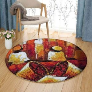 African Painting Round Carpet Floor Rug Living Room Bedroom Decor Round Area Rug Carpet