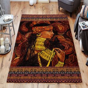 African Woman And Black Cat Rug Sport Decor Gift Floor Decor Living Room Carpet Rug Area Rug - ce3b7cb249eb