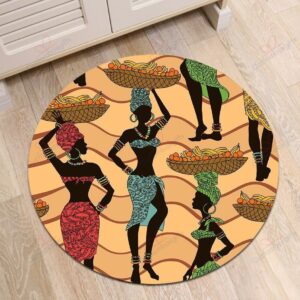 African Women Round Carpet Floor Rug Living Room Bedroom Decor Round Area Rug Carpet