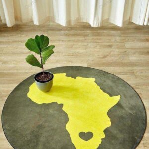 African Yellow Round Carpet Floor Rug Living Room Bedroom Decor Round Area Rug Carpet