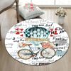 Air Balloon Bicycle Round Carpet Floor Rug Living Room Bedroom Decor Round Area Rug Carpet