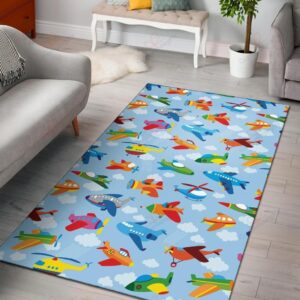 Airplane Colorful Pattern 1 Rug Sport Decor Gift Floor Decor Living Room Carpet Rug Area Rug - 1daf2d45ba09