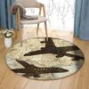 Airplane Painting Round Carpet Floor Rug Living Room Bedroom Decor Round Area Rug Carpet