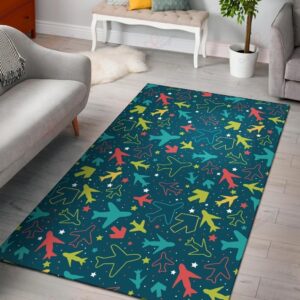 Airplane Pattern 5 Rug Sport Decor Gift Floor Decor Living Room Carpet Rug Area Rug - 8751d2ff5394