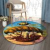 Airships Flying Round Carpet Floor Rug Living Room Bedroom Decor Round Area Rug Carpet