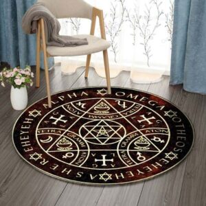 Alchemist Pattern Round Carpet Floor Rug Living Room Bedroom Decor Round Area Rug Carpet
