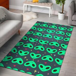 Alien Head Heart Pattern 3 Rug Sport Decor Gift Floor Decor Living Room Carpet Rug Area Rug - a7a480e520d2