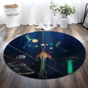 Alien In Galaxy Round Carpet Floor Rug Living Room Bedroom Decor Round Area Rug Carpet