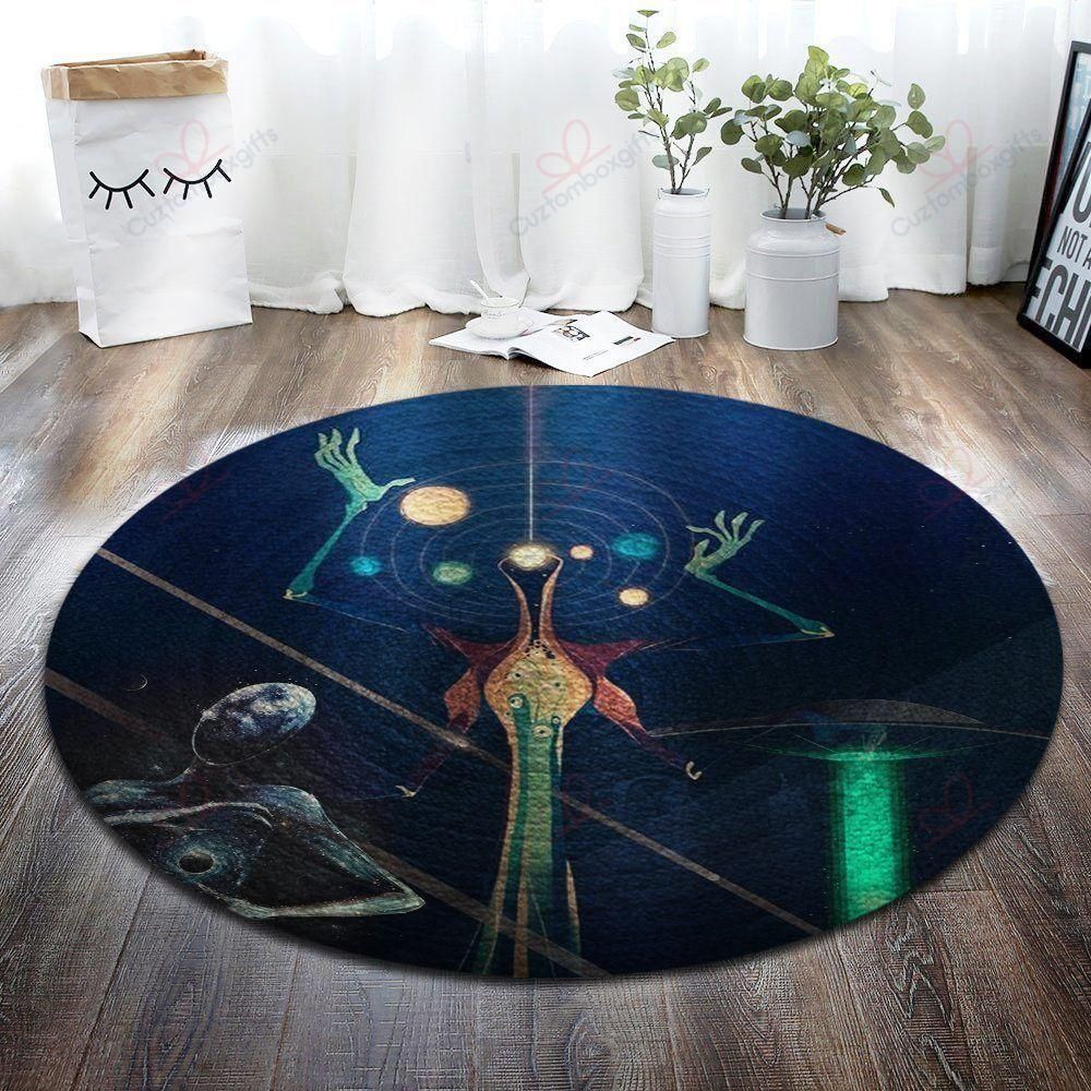 Alien In Galaxy Round Carpet Floor Rug Living Room Bedroom Decor Round Area Rug Carpet Alien In Galaxy Round Carpet Floor Rug Living Room Bedroom Decor Round Area Rug Carpet