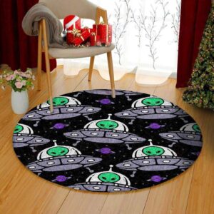 Alien Pattern Round Carpet Floor Rug Living Room Bedroom Decor Round Area Rug Carpet