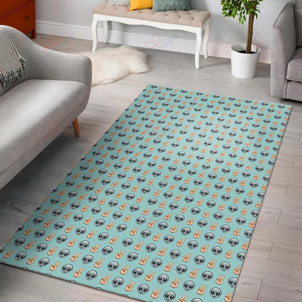 Alien Peace Emoji Rug Sport Decor Gift Floor Decor Living Room Carpet Rug Area Rug - 9de766871f8d Alien Peace Emoji Rug Sport Decor Gift Floor Decor Living Room Carpet Rug Area Rug - 9de766871f8d