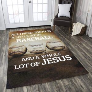 All I Need Today Is A Little Bit Of Baseball And A Whole Lot Of Jesus Rug Sport Decor Gift Floor Decor Living Room Carpet Rug Area Rug - 18c1bba8992d