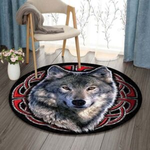 Alone Wolf Round Carpet Floor Rug Living Room Bedroom Decor Round Area Rug Carpet