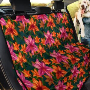 Amaryllis Flowers On Orange And Pink Design Car Back Seat Cover Dog Car Seat Covers - a79315685edf