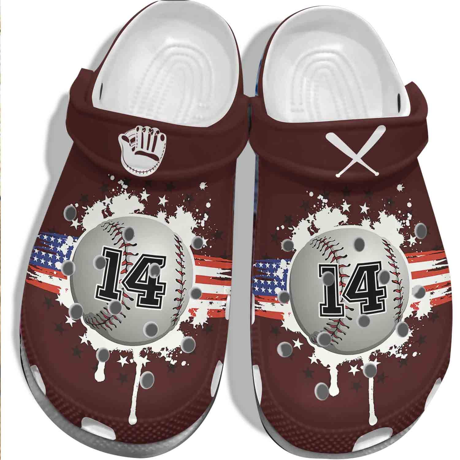 America Flag Baseball Vector Crocs Clog-14Th Baseball Shoes Crocbland Clog Birthday Gift For Men Husband Son America Flag Baseball Vector Crocs Clog-14Th Baseball Shoes Crocbland Clog Birthday Gift For Men Husband Son