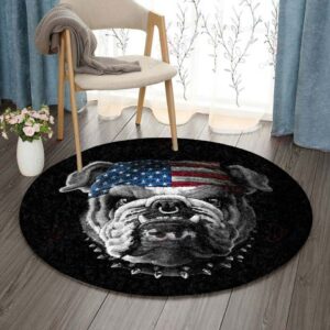 American Bulldog Round Carpet Floor Rug Living Room Bedroom Decor Round Area Rug Carpet