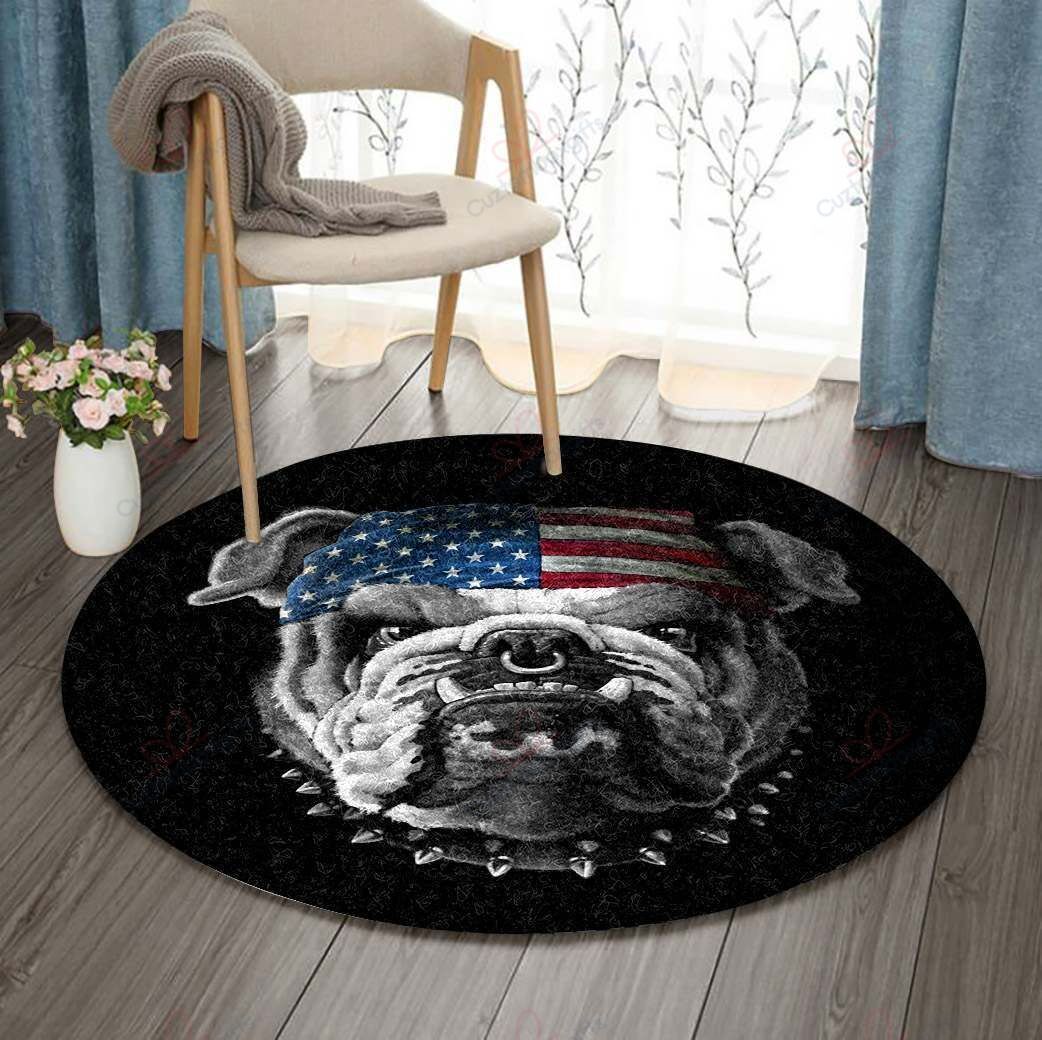 American Bulldog Round Carpet Floor Rug Living Room Bedroom Decor Round Area Rug Carpet American Bulldog Round Carpet Floor Rug Living Room Bedroom Decor Round Area Rug Carpet