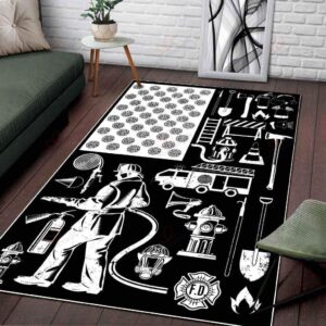 American Firefighter Rug Sport Decor Gift Floor Decor Living Room Carpet Rug Area Rug - 63f5b77aa904