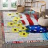 American Flag And Flower Rug Sport Decor Gift Floor Decor Living Room Carpet Rug Area Rug - cfda8a0197d9
