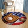 American Flag Baseball Round Carpet Floor Rug Living Room Bedroom Decor Round Area Rug Carpet