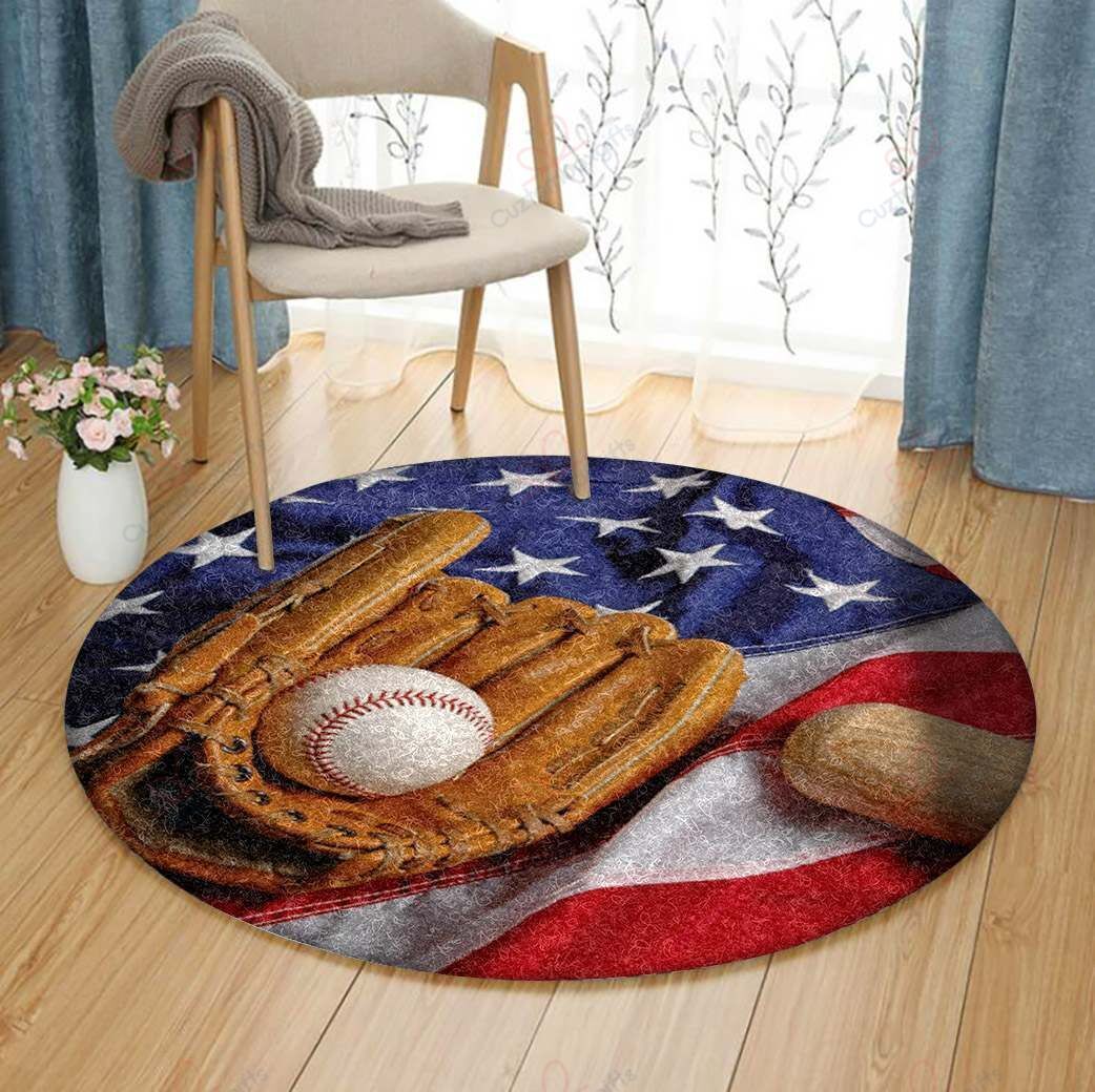 American Flag Baseball Round Carpet Floor Rug Living Room Bedroom Decor Round Area Rug Carpet American Flag Baseball Round Carpet Floor Rug Living Room Bedroom Decor Round Area Rug Carpet