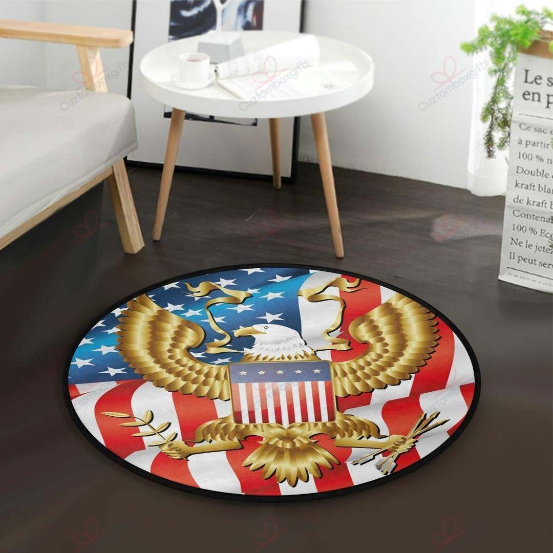American Flag Eagle Round Carpet Floor Rug Living Room Bedroom Decor Round Area Rug Carpet American Flag Eagle Round Carpet Floor Rug Living Room Bedroom Decor Round Area Rug Carpet