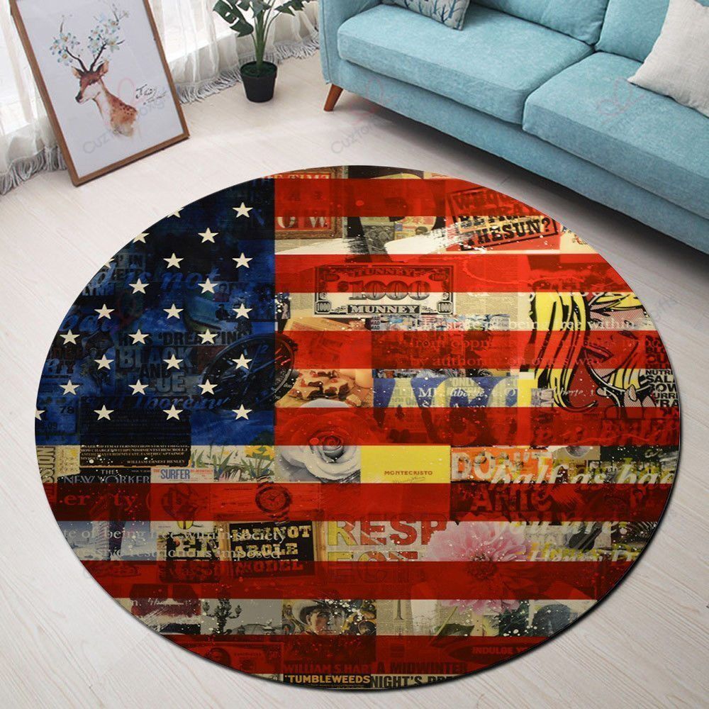 American Flag Round Carpet Floor Rug Living Room Bedroom Decor Round Area Rug Carpet American Flag Round Carpet Floor Rug Living Room Bedroom Decor Round Area Rug Carpet