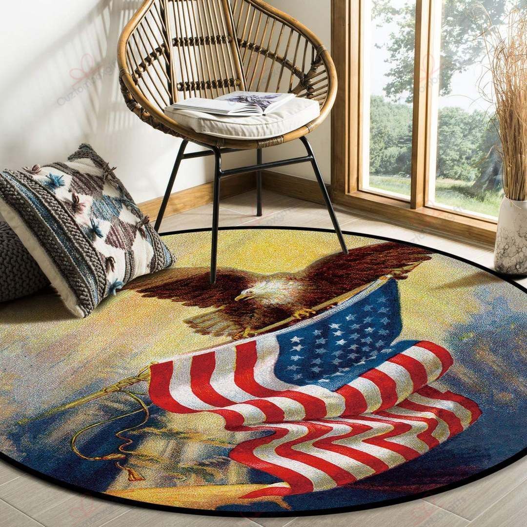 American Flag With Eagle Round Carpet Floor Rug Living Room Bedroom Decor Round Area Rug Carpet American Flag With Eagle Round Carpet Floor Rug Living Room Bedroom Decor Round Area Rug Carpet