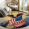American Flag With Eagle Round Carpet Floor Rug Living Room Bedroom Decor Round Area Rug Carpet