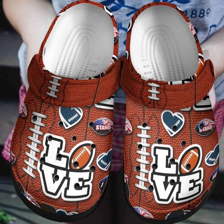 American Football Love Crocs Crocband Clog Comfortable For Mens Womens Classic Clog Water Shoes American Football Love Crocs Crocband Clog Comfortable For Mens Womens Classic Clog Water Shoes