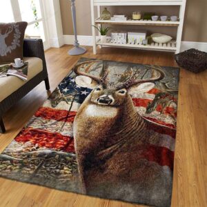 American Whitetail Rug Sport Decor Gift Floor Decor Living Room Carpet Rug Area Rug - f0badbf662f4