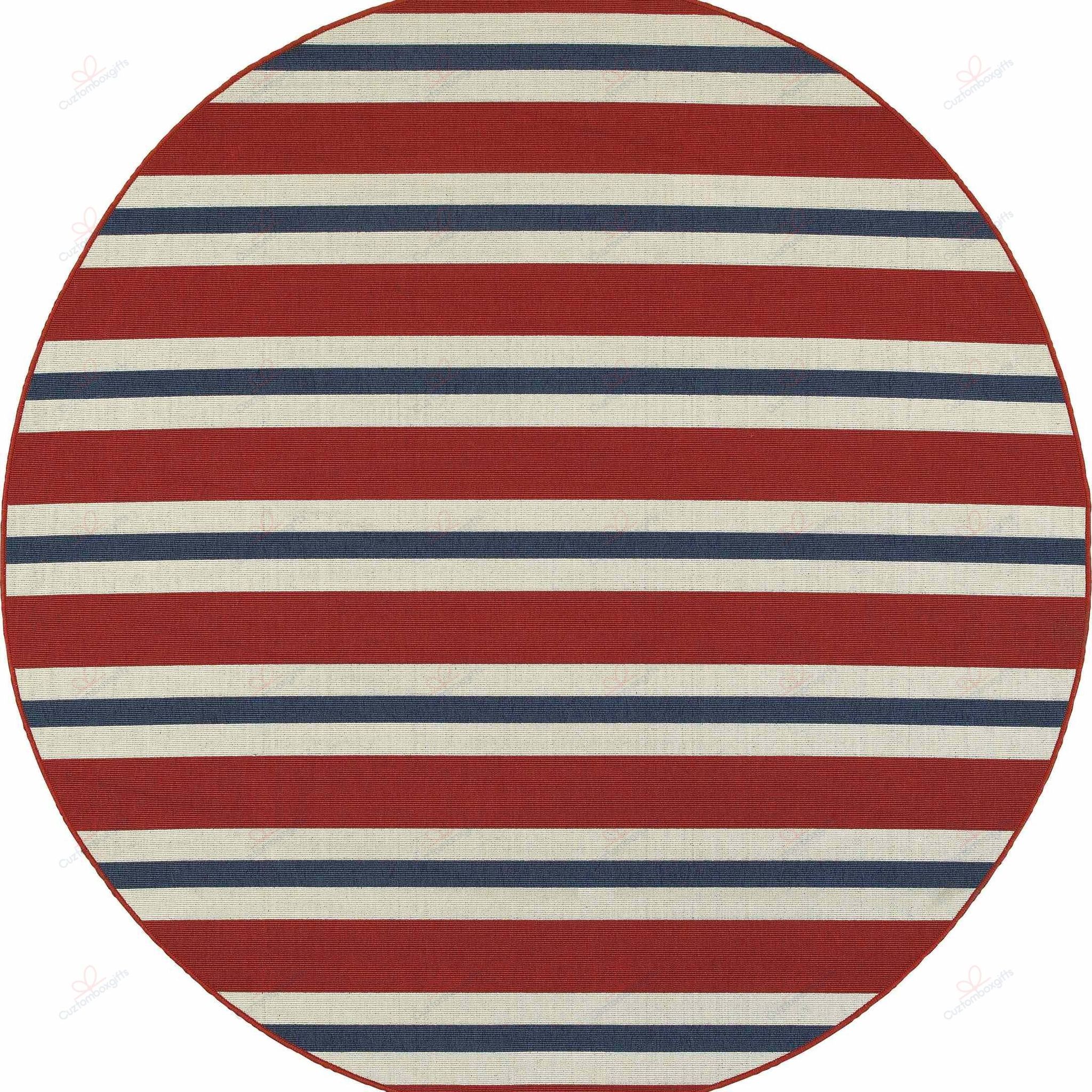 Americana Striped Red And Blue Round Carpet Floor Rug Living Room Bedroom Decor Round Area Rug Carpet Americana Striped Red And Blue Round Carpet Floor Rug Living Room Bedroom Decor Round Area Rug Carpet
