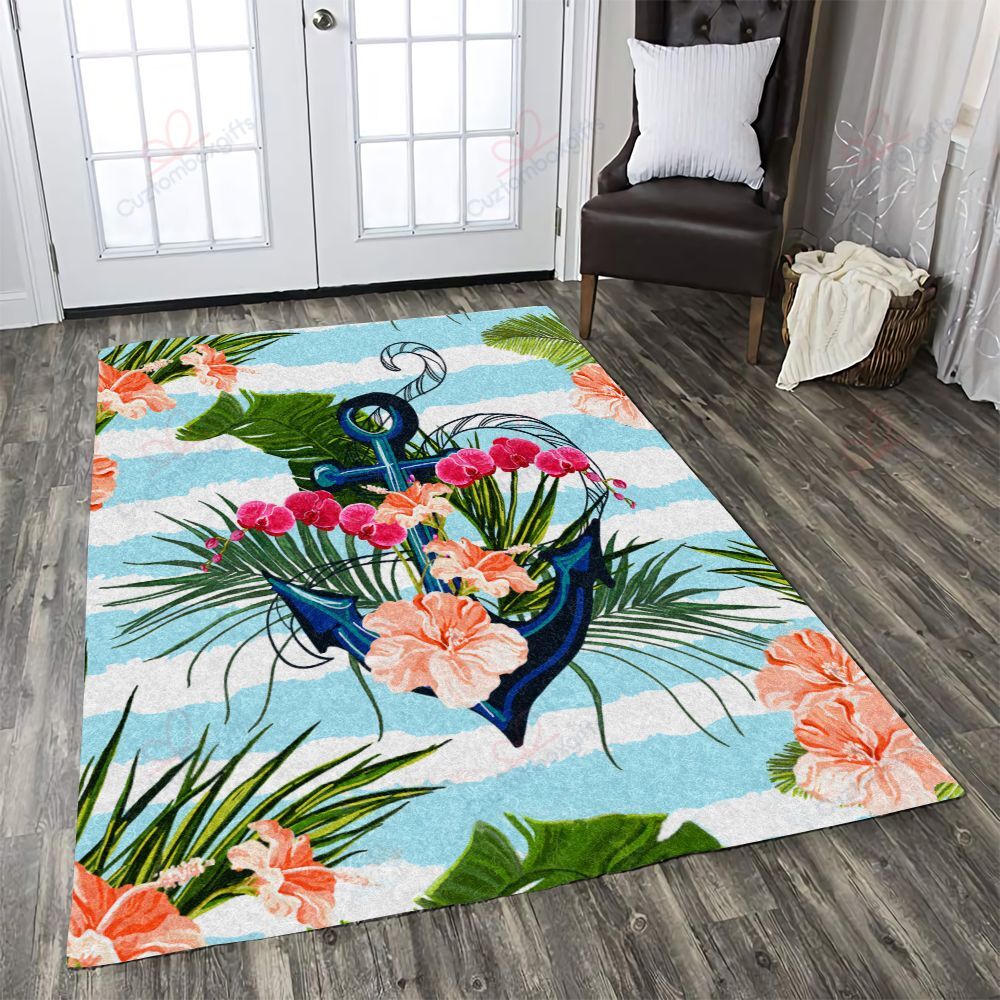 Anchor And Hibiscus Rug Sport Decor Gift Floor Decor Living Room Carpet Rug Area Rug - 44309bed09e7 Anchor And Hibiscus Rug Sport Decor Gift Floor Decor Living Room Carpet Rug Area Rug - 44309bed09e7