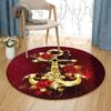 Anchor Golden Round Carpet Floor Rug Living Room Bedroom Decor Round Area Rug Carpet