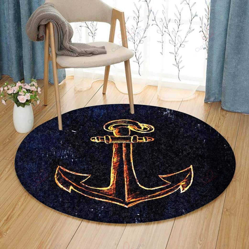 Anchor Pattern 3 Round Carpet Floor Rug Living Room Bedroom Decor Round Area Rug Carpet Anchor Pattern 3 Round Carpet Floor Rug Living Room Bedroom Decor Round Area Rug Carpet