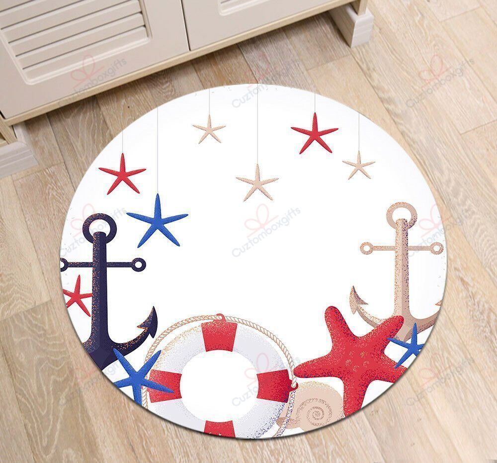 Anchor Sea Round Carpet Floor Rug Living Room Bedroom Decor Round Area Rug Carpet Anchor Sea Round Carpet Floor Rug Living Room Bedroom Decor Round Area Rug Carpet