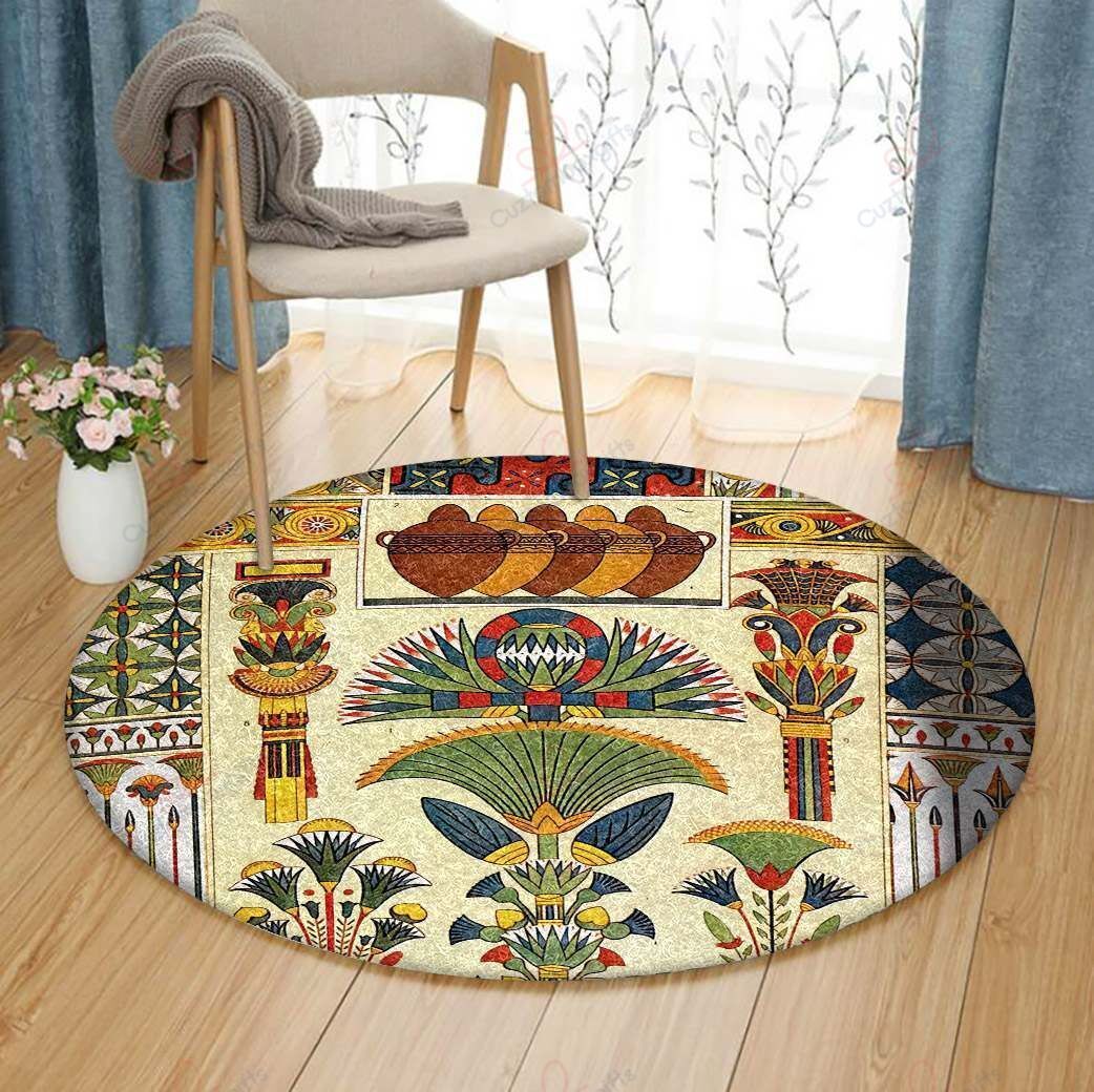 Ancient Egypt Ornaments Round Carpet Floor Rug Living Room Bedroom Decor Round Area Rug Carpet Ancient Egypt Ornaments Round Carpet Floor Rug Living Room Bedroom Decor Round Area Rug Carpet