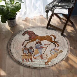 Ancient Horse Round Carpet Floor Rug Living Room Bedroom Decor Round Area Rug Carpet