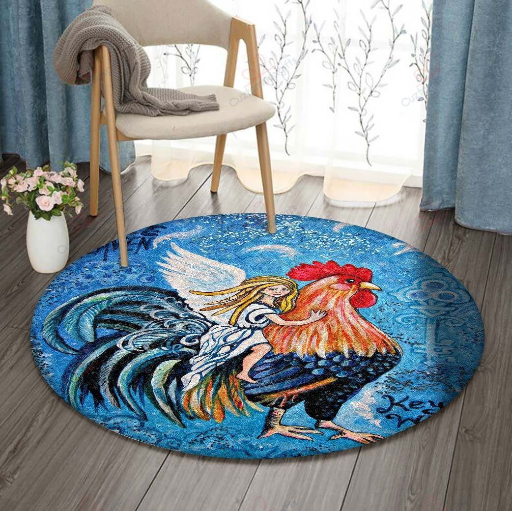 Angel And Chicken Round Carpet Floor Rug Living Room Bedroom Decor Round Area Rug Carpet Angel And Chicken Round Carpet Floor Rug Living Room Bedroom Decor Round Area Rug Carpet