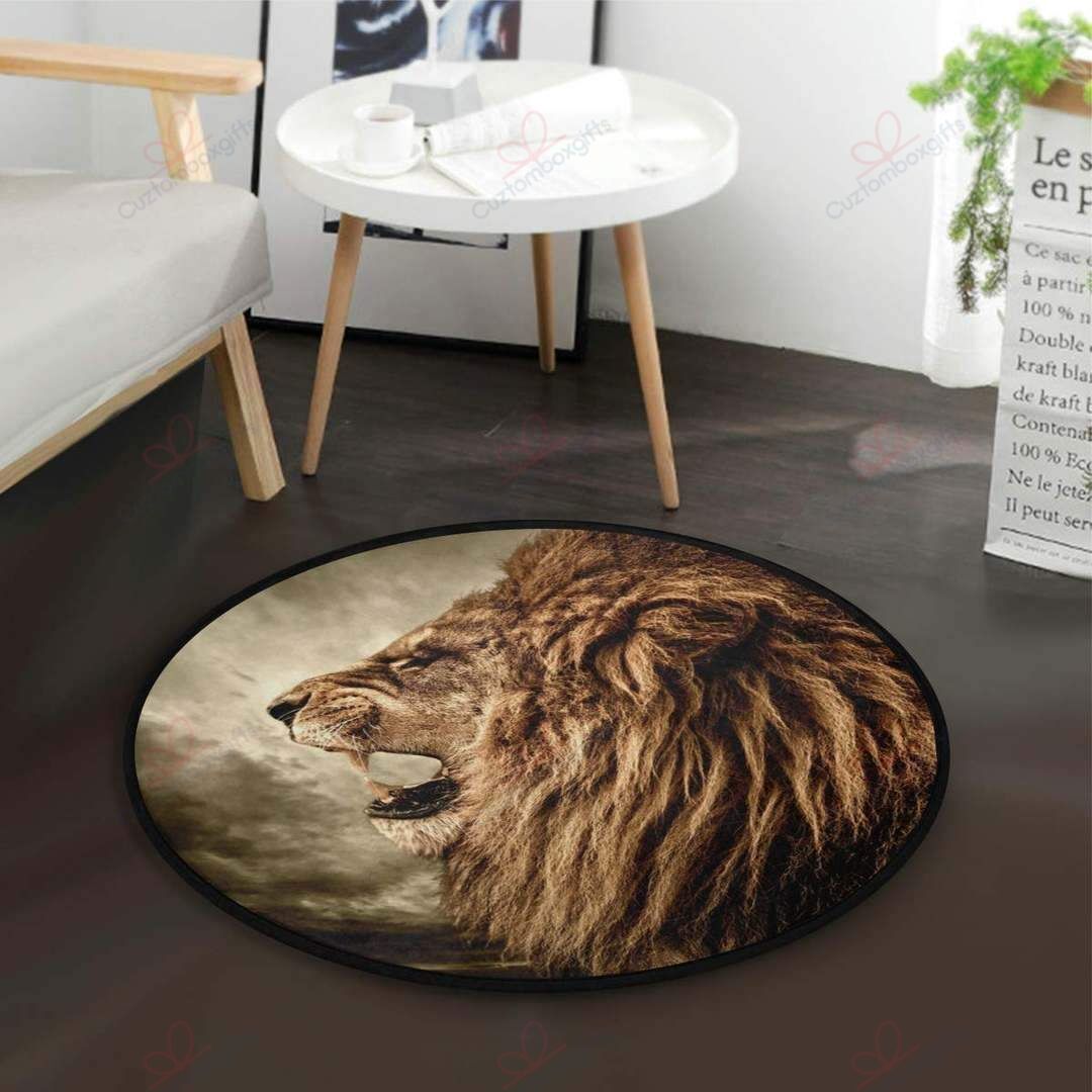 Angry Lion Round Carpet Floor Rug Living Room Bedroom Decor Round Area Rug Carpet Angry Lion Round Carpet Floor Rug Living Room Bedroom Decor Round Area Rug Carpet