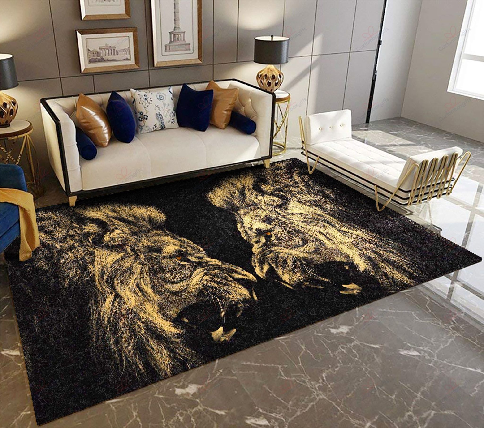 Angry Lions Facing Rug Sport Decor Gift Floor Decor Living Room Carpet Rug Area Rug - bf1aabbd39a0 Angry Lions Facing Rug Sport Decor Gift Floor Decor Living Room Carpet Rug Area Rug - bf1aabbd39a0