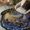 Angry Shark Round Carpet Floor Rug Living Room Bedroom Decor Round Area Rug Carpet
