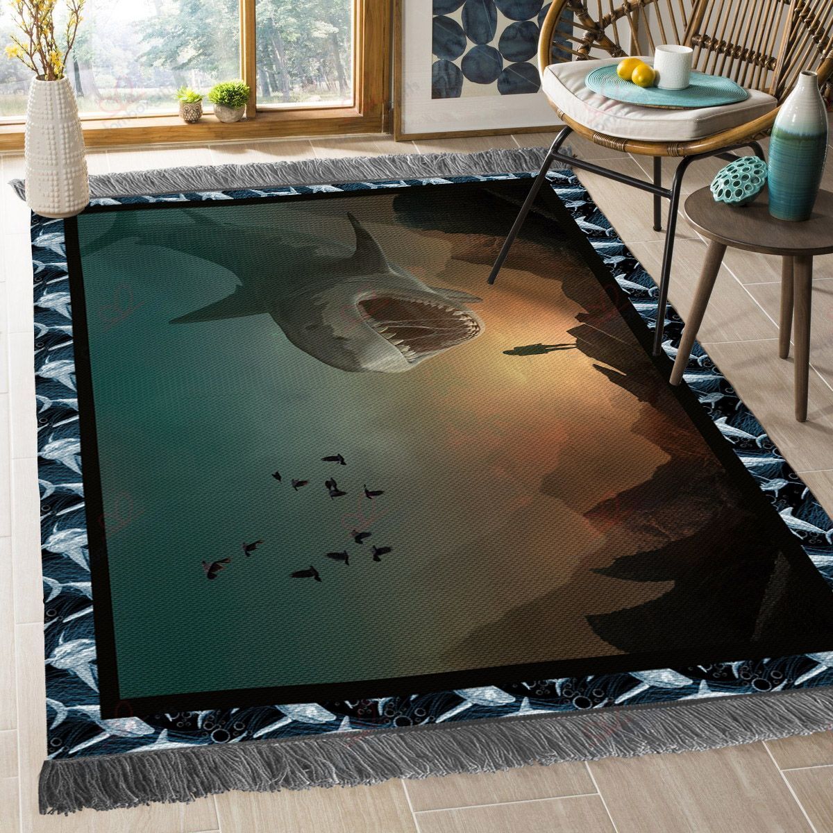 Angry Shark Versus A Little Girl Rug Sport Decor Gift Floor Decor Living Room Carpet Rug Area Rug - c68b4795f18e Angry Shark Versus A Little Girl Rug Sport Decor Gift Floor Decor Living Room Carpet Rug Area Rug - c68b4795f18e