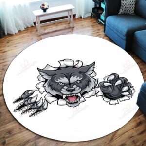 Angry Wolf Fight Round Carpet Floor Rug Living Room Bedroom Decor Round Area Rug Carpet