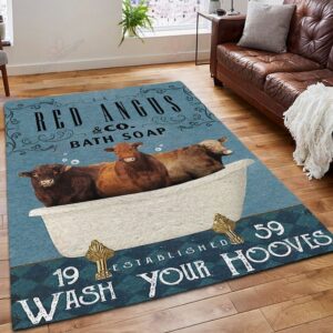 Angus Red Bath Soap Rug Sport Decor Gift Floor Decor Living Room Carpet Rug Area Rug - 33373f20ac87