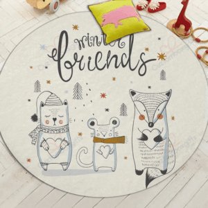 Animal Friend Round Carpet Floor Rug Living Room Bedroom Decor Round Area Rug Carpet