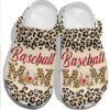 Animal Skin Baseball With Heart Crocs Clog-Baseball Mom Shoes Crocbland Clog For Mother Day