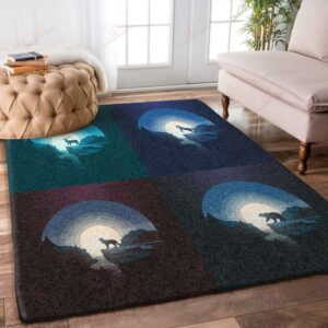 Animals On Cliff Rock Night Moon Stars In Sky Rug Sport Decor Gift Floor Decor Living Room Carpet Rug Area Rug - 195dee89bdfc